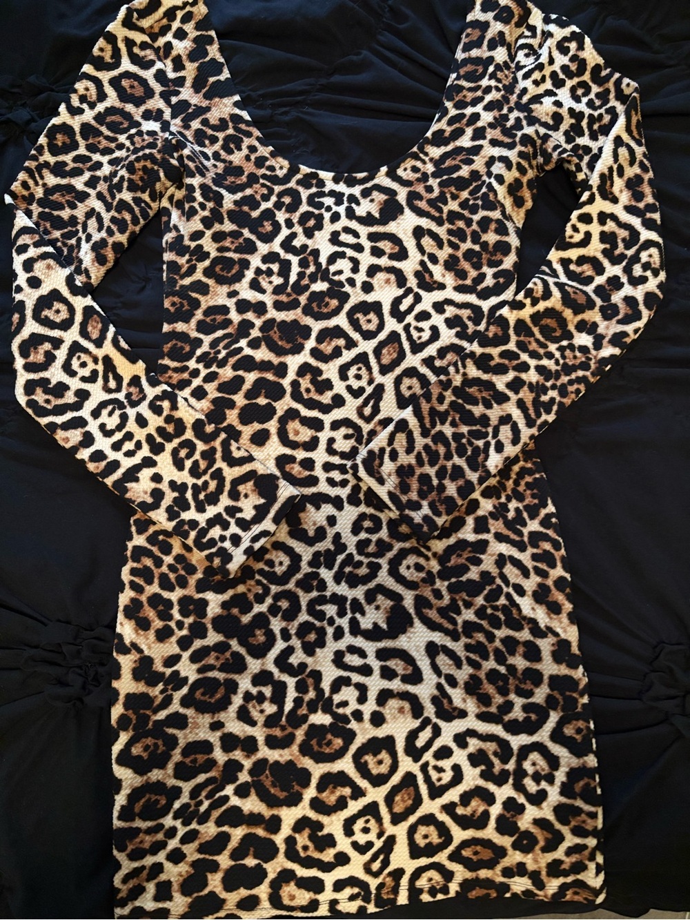 Forever 21 Leopard-Trim Scoop Neck Dress - Black & Tan